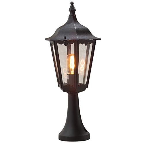 Image of Konstsmide 7214-750 Firenze Post Outdoor Light/ 1 x 100 W E27 Max Bollard/Clear Glass/Aluminium/ IP43/ Outside Light Matt Black
