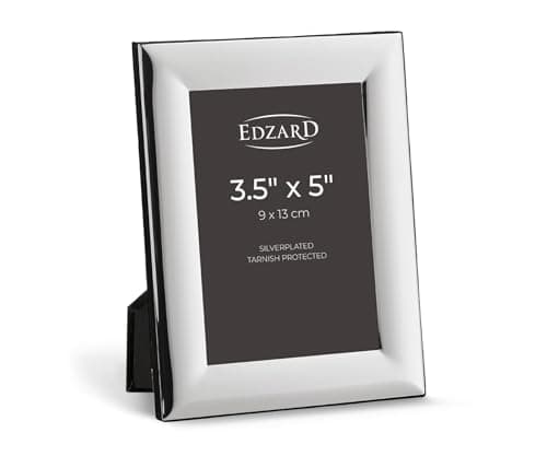 Image of Edzard Silver Plated Photo Frame 3"x5" (8x13 cm) Gela, Non-Tarnishing, High Gloss Finish, Real Glass Front & Premium Velvet Back, Portrait or Landscape Display - Elegant Wedding Gift