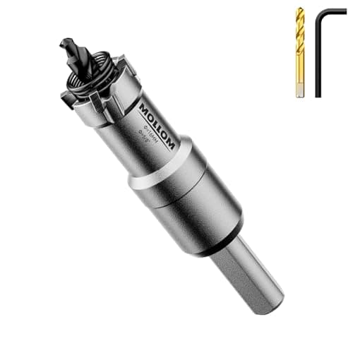 Image of Mollom (16mm | 5/8'') Heavy Duty Carbide Hole Saw with 2 Pilot Drill Bits, Hole Cutter cuts Stainless Steel, mild Steel, Iron, Copper, Brass, Plastic