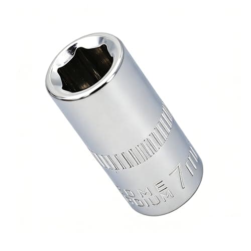 Image of Youzzei 7mm 1/4 Inch Square Drive Socket, 6 Point Metric Socket, Polishing Chrom Vanadium Alloy Steel 7mm Sockets 1/4" Drive for Car Repair Mechanical Maintenance Home Use