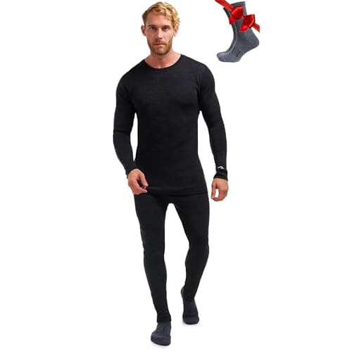 Image of Merino.tech Merino Wool Base Layer Men Set - Merino Thermal Underwear Mens Top and Bottom Lightweight, Midweight, Heavyweight (Medium, 250 Charcoal Grey)