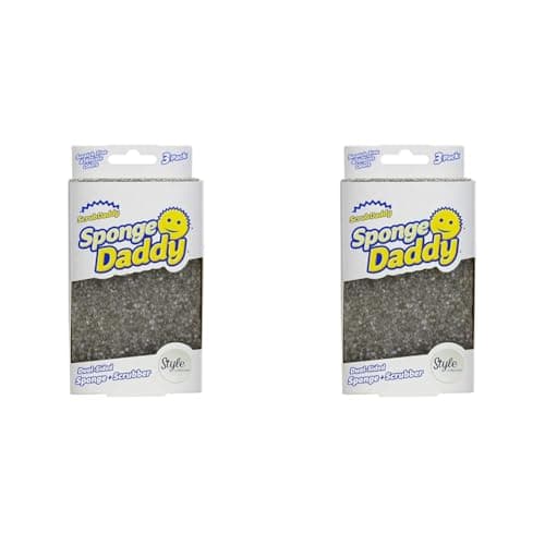 Image of Scrub Daddy Sponge Daddy Style, Dual Sided Sponge Scrubber, Dish Sponges for Washing up, Non Scratch Scourers for Cleaning Dishes, Bathroom Scrubbing Tool, Kitchen Sponges Multipack (Pack of 2)