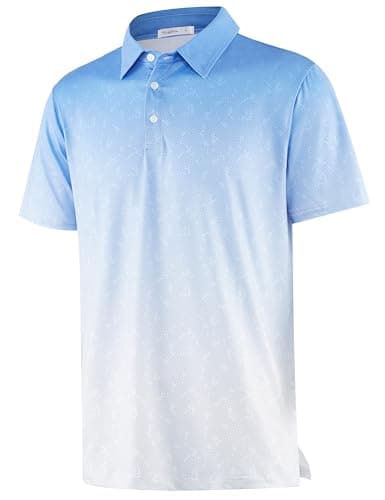 Image of APTRO Men’s Golf Polo Shirts Men Adult Summer Quick Dry T Shirts Short Sleeve Golf Tops Printed Lightweight Shirts Gradient Blue PL037 XXL