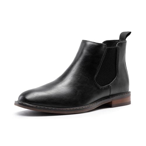 Image of Bruno Marc Men Chelsea Slip On Leather Boots, Comfort Walking Waterproof Work and Fashion Boots for Men,Size 10,Black,SBAB25002M