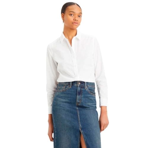 Image of Levi's Women's New Classic Fit Shirt with Button-Down Collar, Bright White_vm, XS