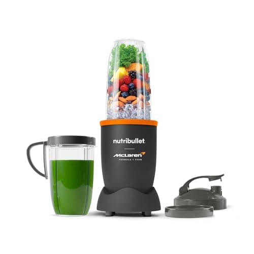 Image of nutribullet Blender 900 Series in Collaboration with McLaren Formula 1 Team - Grey with Papaya Trim - 9 Piece Kit - 24,000RPM Extractor Blends Frozen Fruit, Nut & Ice for Delicious Smoothies & Juices