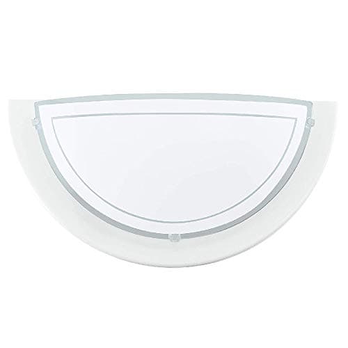 Image of Britalia White Metal & Decorative White Painted Glass Modern Half Circle Flush Wall Light | 29cm Wide | 1 x ES E27 Lamp Bulb Required (Not Included) | 240 Volts
