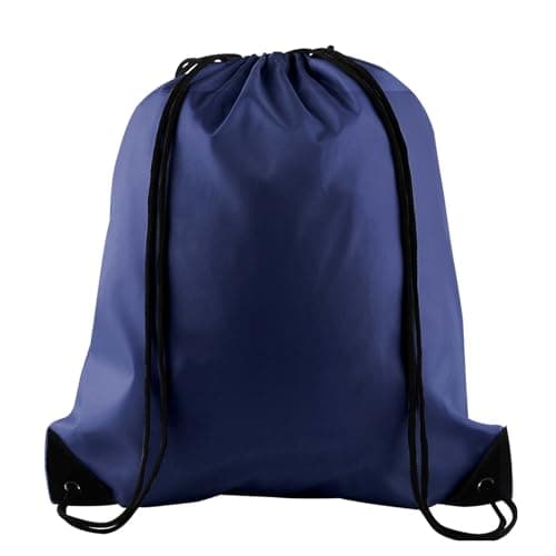 Image of PLULON Navy Blue Drawstring Bags Drawstring Backpack Bulk, String Backpack Cinch Sack Sport Gym Bags for Yoga Traveling Outdoor Sports