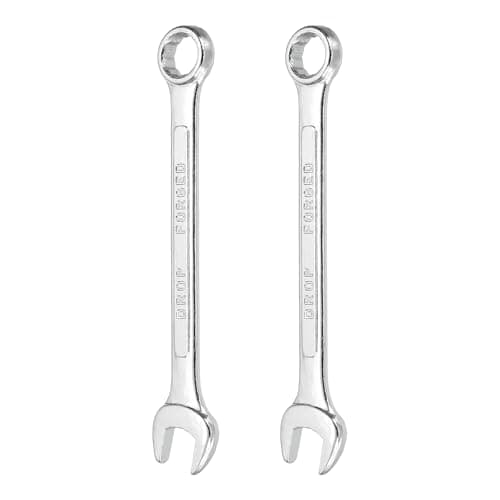 Image of sourcing map 2Pcs Combination Wrench 13mm Metric 12-Point Box and Open End Zinc Plated Steel Double Ended Spanner Tool for Automotive Pipe Furniture Machinery DIY Repair, Silver White
