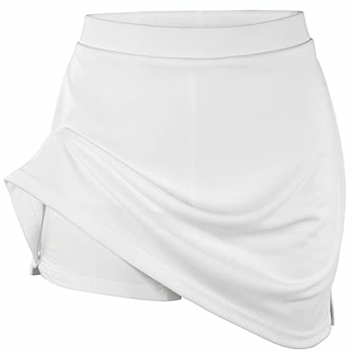 Image of Girls School Skort – 2-in-1 Smart Uniform Skirt with Built-in Stretchy Shorts – Flat Front, Non-Pleated & Pocket-Free – PE, Sports & Daily Wear (UK, Age, 5 Years, 6 Years, Regular, White)