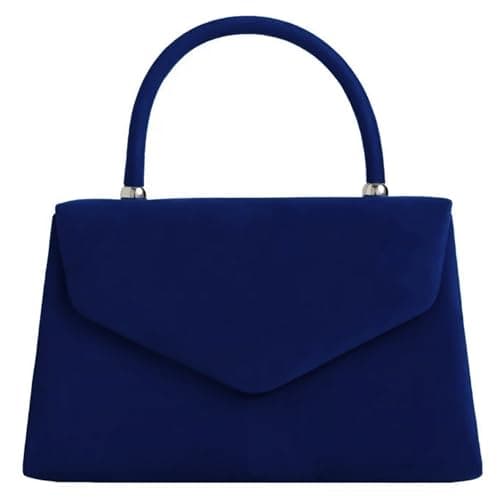 Image of fi9® Retro Suede Tote Style Wedding Ladies Party Prom Evening Clutch Hand Bag Purse (Navy Blue)