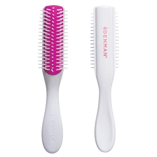 Image of Denman Mini Curl Definer & Styler 5 Row Hairbrush for Detangling, Separating, and Defining Curls, Curly Hairbrush, Sleek Blowdrying - D14 (White)