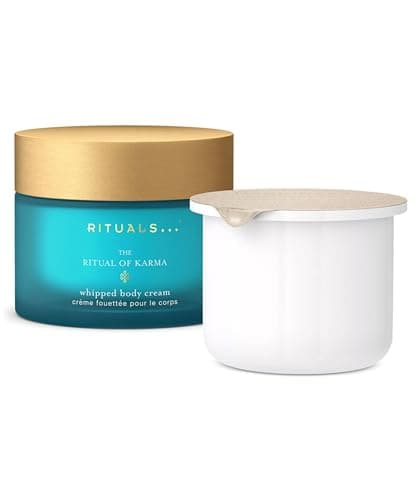 Image of RITUALS Body Cream + Refill Pack, The Ritual of Karma Gift Set, New Glass Packaging, Summer Scented Moisturising Cream with Lotus Flower and White Tea, 2 x 220ml