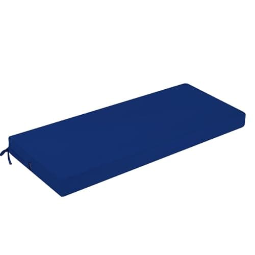 Image of PRIMEPATIO Outdoor Bench Cushion, Patio Waterproof Long Bench Cushion, Patio Garden Furniture 2 Seater Chair Cushion Pad, Porch Swing with Ties, Window Seat Sofa Replacement Cushion, Navy Blue