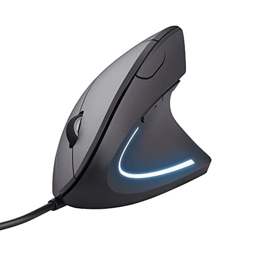 Image of Trust Verto Wired Ergonomic Mouse, Vertical Mouse with LED Illumination, 1000-1600 DPI, 6 Buttons, for Right Hand Users, Computer Mouse for PC and Laptop - Black