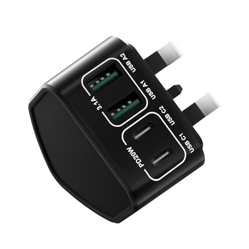 Image of USB C Plug,40W 4-Port Fast Charger Plug Adaptor UK for iPhone 17 16 15 14 13 12 Pro Pro Max Plus, Samsung, Google, iPad, Dual PD Power Adapter + QC USB Wall Charger, Multi Type C Charging Plug