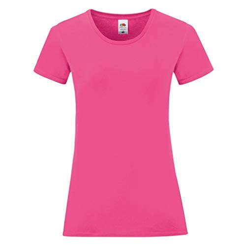 Image of Fruit of the Loom Womens/Ladies Iconic T-Shirt (M) (Fuchsia Pink)