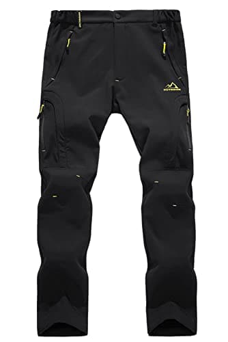 Image of EKLENTSON Men's Waterproof Trousers Outdoor Fleece Lined Winter Warm Walking Hiking Windproof Snow Ski Pants Black 32