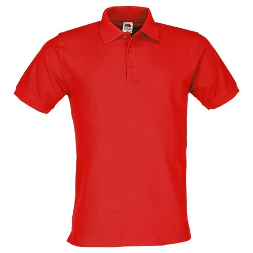 Image of Fruit of the Loom Men's Premium Short Sleeve Polo Shirt, Red, XL UK