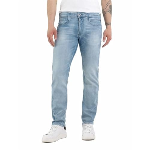 Image of Replay men's jeans Anbass slim fit with power stretch, blue (Light Blue 010), 34W / 32L
