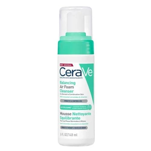 Image of CeraVe Balancing Air Foam Cleanser, Glycolysine Cleansing Technology, With 3 Essential Ceramides, Allantoin, For Combination Skin, Gentle Cleansing, Fragrance Free, Hypoallergenic, 148ml