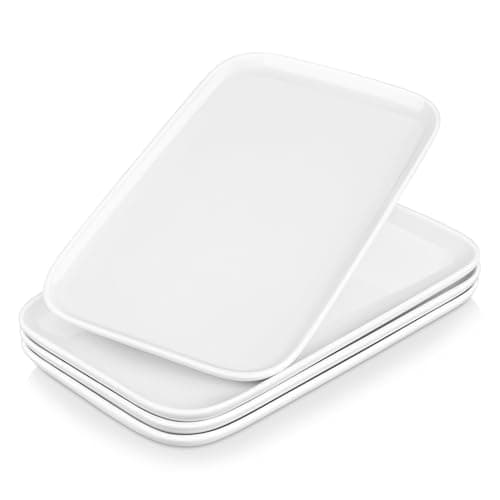 Image of MALACASA Serving Platter, 4 Piece Porcelain Serving Dishes, Rectangular Serving Tray for Entertaining Parties, White Platters for Serving Food, Sushi, Appetizer, Dessert, Dinner