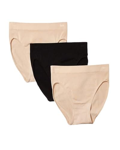 Image of Wacoal Women's B Smooth Hi Cut Brief Panty 3 Pack, Sand, Sand, Black, Medium