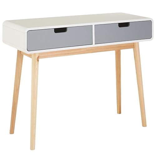 Image of Premier Housewares Console Table/Slim Console Table/Wooden Console Table / 2 Drawers - Grey
