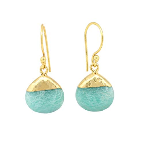 Image of Gempires Green Amazonite Teardrop Dangle Earring for Women Gemstone Handmade Jewelry Dainty Simple Crystal Earrings Gifts