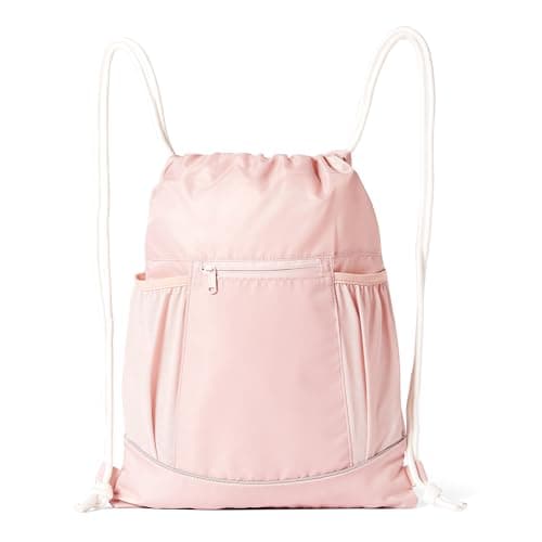 Image of Amazon Basics Drawstring Lightweight Gym Bag Soccer Backpack, Large, Pink