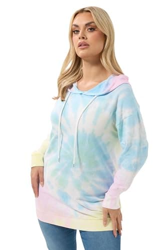 Image of Yours Curve Blue Tie Dye Hoodie - Women's - Plus Size Curve
