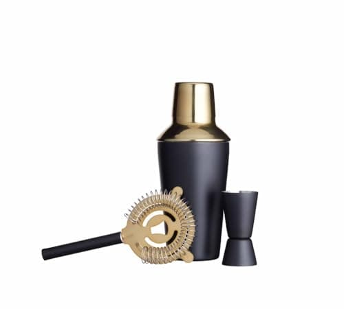 Image of BarCraft Luxury Stainless Steel Cocktail Making Kit - Brass Finish (3-Piece Gift Set)