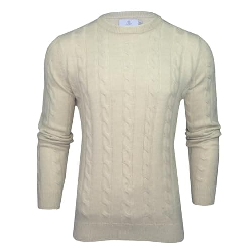 Image of Xact Men's Crew Neck Cable Knit Jumper (Oat Grey Marl) L
