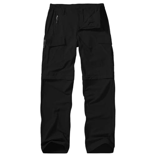 Image of Winebox Hiking Walking Trousers Mens Zip Off Lightweight Quick Dry Breathable Cargo Convertible Outdoor Fishing Safari Pants (Black-34)