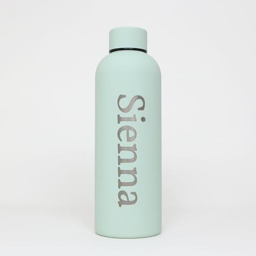 Image of cribstar Personalised Engraved Insulated Water Bottle | Stainless Steel Water Bottle | Double Walled Drink Bottle Keeps 12 Hours Hot & 24 Hours Cold 500ML | Vaccum Flask (Sage)