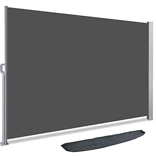 Image of VOUNOT® Side Awning Retractable, Outdoor Privacy Screen for Garden, Balcony, Terrace, 140 x 300 cm, Grey