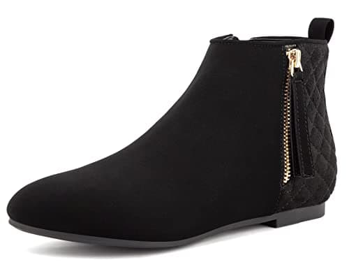 Image of MaxMuxun Womens Black Suede Flat Low Heel Classic Ankle Boots Ladies Shoes Size 7 UK/ 40 EU