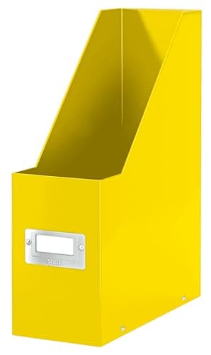 Image of Leitz Magazine File Holder, A4, Cardboard Document Storage Box with Label, Foldable, for Home, Office & School, Click and Store Range 60470016 - Yellow