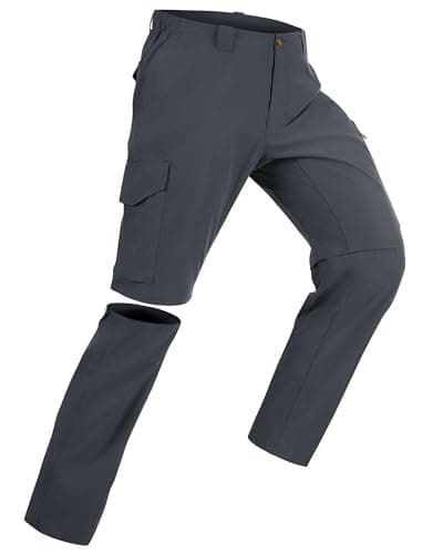 Image of 33,000ft Men's Zip-Off Hiking Trousers Quick Dry Stretch Walking Pants Convertible into Shorts Lightweight Cargo Trousers for Camping, Fishing, Travelling, Grey 32W / 30L