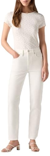 Image of Levi's Women's 724 High Rise Straight Jeans, Cloud Dancer, 28W x 28L