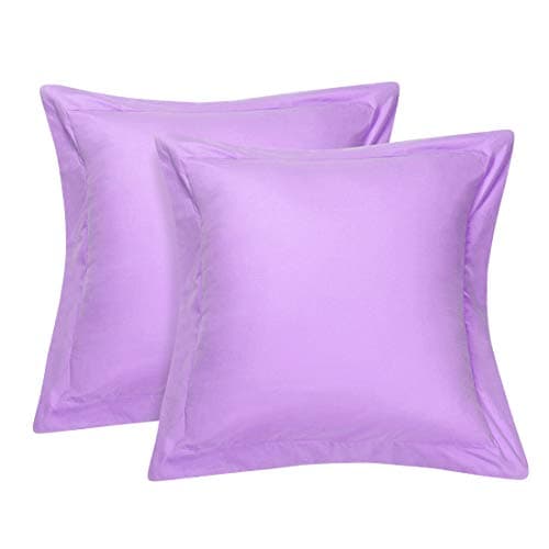 Image of Sourcingmap Pillow Shams Oxford Pillow Cases Egyptian Cotton 300 Thread Count Solid/Plain Pattern Set of 2 Lilac Square(46cm x 46cm)