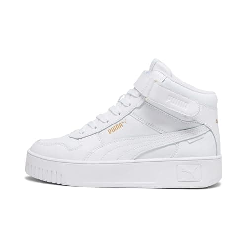 Image of Puma Women Carina Street Mid Sneakers, Puma White-Puma White-Puma Gold, 7 UK