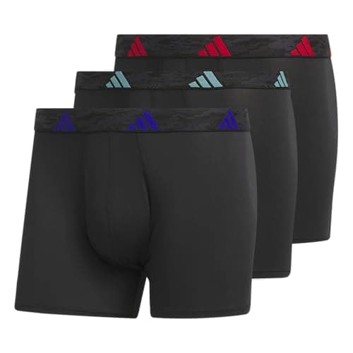 Image of adidas Men's Athletic Fit Microfiber Trunk Underwear (3-Pack), Black/Team Royal Blue/Better Scarlet, XXL (Pack of 3)