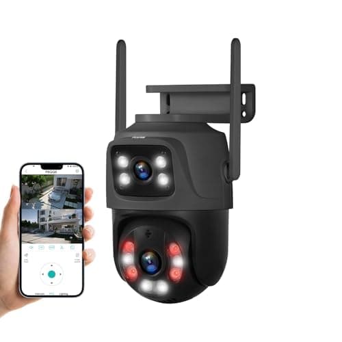 Image of TOWODE 6MP Outdoor WiFi Surveillance Camera with Dual-Lens， H.265 PTZ IP Outdoor Camera, 2.4/5GHz 360° Pan-Tilt WiFi Camera, Two-Way Audio, Color Night Vision, IP66 Weatherproof, 24/7 Cloud Storage