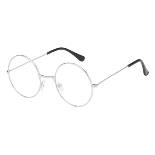 Image of VILITI Round Glasses,Fake Eyeglasses Retro 90s Metal Frame Clear Lenses Vintage Wire Lens Eye Glass Fashion Fancy Eyewear,for Cosplay Wizard Costume Prop Dress Up Geek Accessories Women's Men