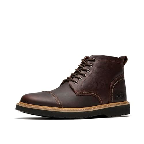 Image of Clarks Men's Eastridge Mid Lace-Up Chukka Boot, Dark Brown Leather, 9.5 UK