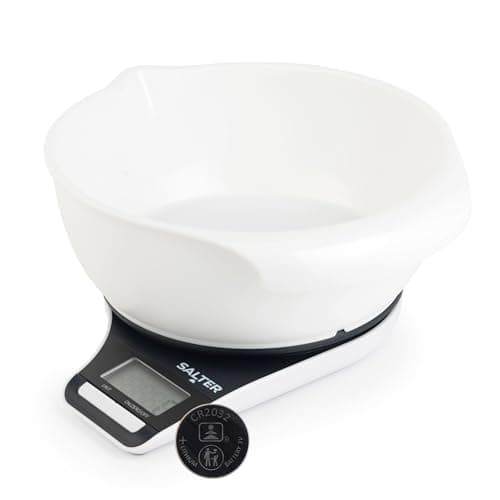 Image of Salter Digital Measuring Jug Kitchen Scale - Electronic Food Scale with 1.25L Bowl, Add & Weigh Wet & Dry Ingredients, Easy Pour Spout, 5kg/11lbs Capacity, Easy Read LCD Display, Includes Battery