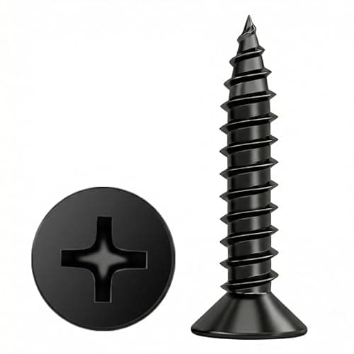 Image of WENXINWIN 250Pcs Flat Head Black Screws,Black Wood Screws, M3x12 mm Carbon Steel Countersunk Self Tapping Screws for Furniture Assembly, Interior Trim, Outdoor Construction,and DIY Projects.