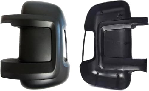 Image of Fit Fiat Ducato Peugeot Boxer Citroen Relay 2006-2024 Vauxhall Movano 2019-2025 Short Arm Wing Door Mirror Casing Cover Black (Fiat Ducato 2006-2024, Left Hand Passenger Side)