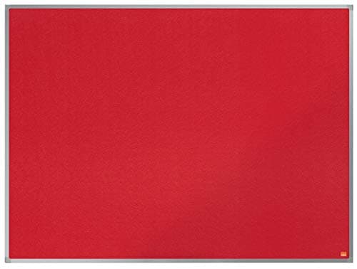 Image of Nobo Felt Noticeboard, 1200 x 900 mm, Aluminium Trim, Corner Wall Mounting, Essence Range, Red, 1904067